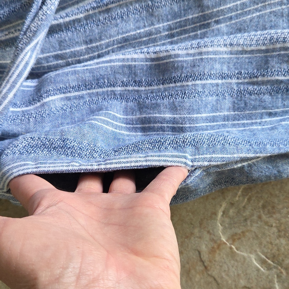Guess Blue Striped Chambray Jumpsuit with Wide-Leg Design - Picture 9 of 17